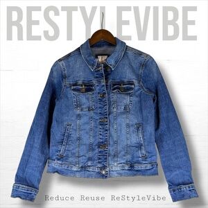 LC LAUREN CONRAD Women’s Size S Jacket Coat Denim Jean Trucker Style Stretch